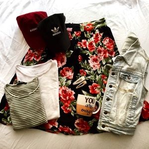 Floral Skirt with Slit